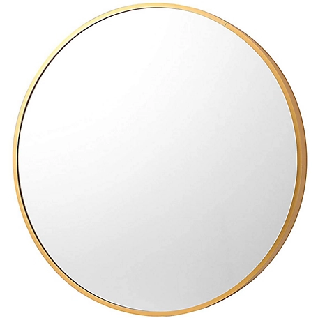 Kinger Home Sage Round Brushed Gold Aluminum Modern Wall Mirror, 32 in. x 32 in.