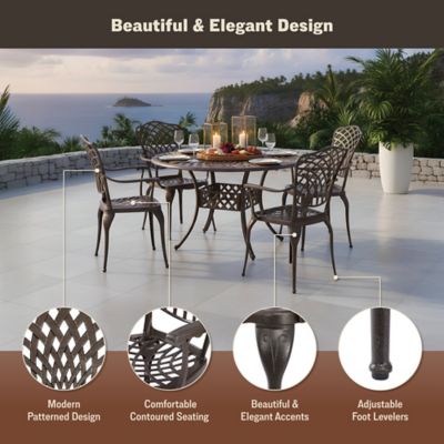 Image showing  5 pc. Arden Outdoor Cast-Aluminum Patio Dining Table Set, Brown Bronze
