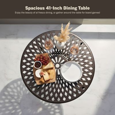 Image showing  5 pc. Arden Outdoor Cast-Aluminum Patio Dining Table Set, Brown Bronze