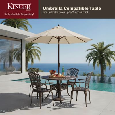 Image showing 6 th Kinger Home 5 pc. Arden Outdoor Cast-Aluminum Patio Dining Table Set, Brown Bronze