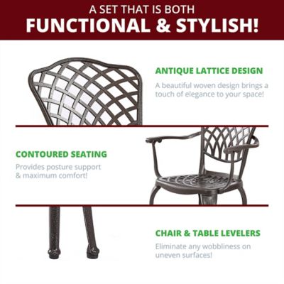 Image showing  Outdoor Metal Cast-Aluminum Patio Dining Chairs, Bronze, 2-Pack