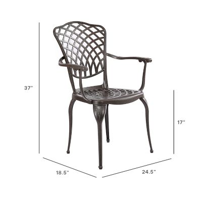 Image showing  Outdoor Metal Cast-Aluminum Patio Dining Chairs, Bronze, 2-Pack