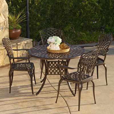Image showing  Outdoor Metal Cast-Aluminum Patio Dining Chairs, Bronze, 2-Pack