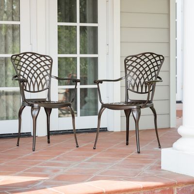 Image showing  Outdoor Metal Cast-Aluminum Patio Dining Chairs, Bronze, 2-Pack