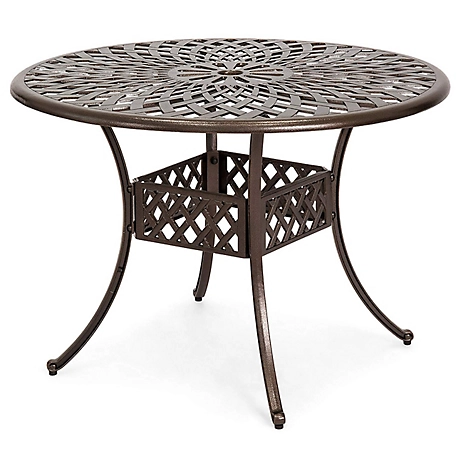 Kinger Home Arden Round Cast Aluminum Outdoor Patio Dining Table, Antique Bronze, 41 in.