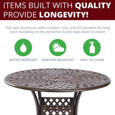 Image showing  41 in. Arden Outdoor Cast-Aluminum Round Patio Dining Table, Antique Bronze
