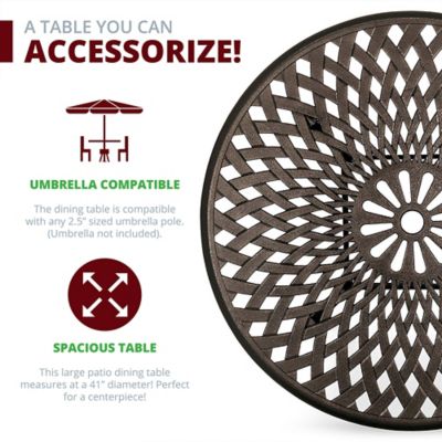 Image showing  41 in. Arden Outdoor Cast-Aluminum Round Patio Dining Table, Antique Bronze