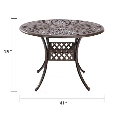 Image showing  41 in. Arden Outdoor Cast-Aluminum Round Patio Dining Table, Antique Bronze