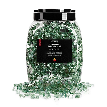 Kinger Home Crushed Tempered Reflective Fire Glass, Jade Green, 1/2 in.