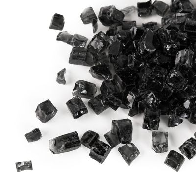 Image showing  Crushed Tempered Reflective Fire Glass, Onyx Black, 1/2 in.