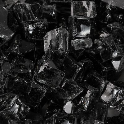 Image showing  Crushed Tempered Reflective Fire Glass, Onyx Black, 1/2 in.
