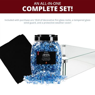 Image showing 6 th Kinger Home 42 in. Ethan Fire Pit Table Wicker Rattan Outdoor Patio Conversation Set, Grey, 5 pc.