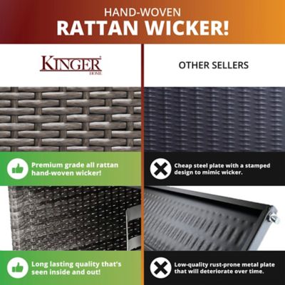 Image showing  42 in. Ethan Fire Pit Table Rattan Wicker Outdoor Patio Conversation Set, Gray/Red, 5 pc.