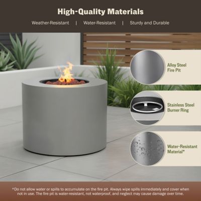 Image showing  32 in. Loren Outdoor Propane Gas Fire Pit Table with Concrete Aluminum Frame, 50,000 BTU, Grey