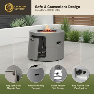 Image showing  32 in. Loren Outdoor Propane Gas Fire Pit Table with Concrete Aluminum Frame, 50,000 BTU, Grey