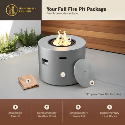 Image showing  32 in. Loren Outdoor Propane Gas Fire Pit Table with Concrete Aluminum Frame, 50,000 BTU, Grey