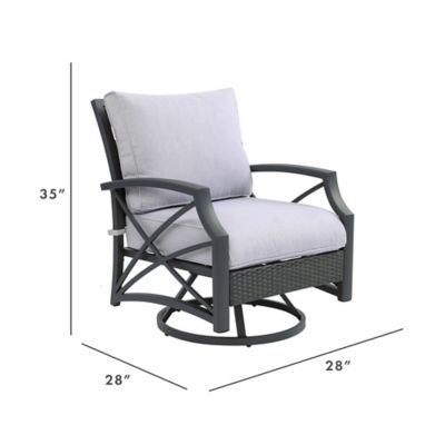 Image showing  2 pc. Outdoor Aluminum Rattan Wicker Swivel Patio Lounge Club Chair Set, Grey, 28.38 x 28.38 x 43.13in.