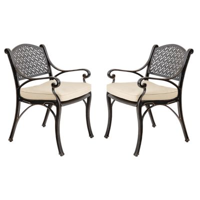 Kinger Home 2 pc. Cast Aluminum Outdoor Patio Dining Metal Chair Set, Antique Bronze