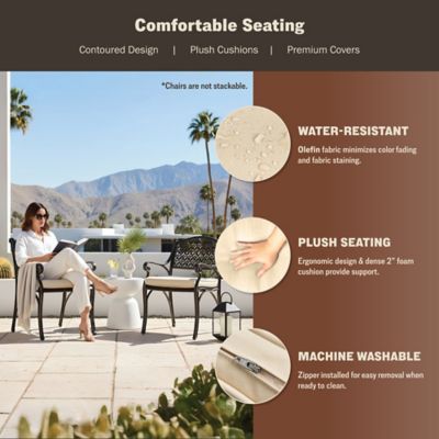 Image showing  2 pc. Cast Aluminum Outdoor Patio Dining Metal Chair Set, Antique Bronze