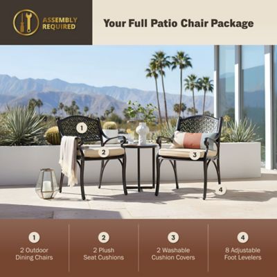Image showing  2 pc. Cast Aluminum Outdoor Patio Dining Metal Chair Set, Antique Bronze