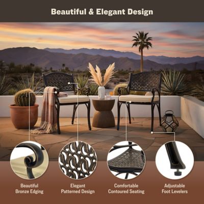 Image showing  2 pc. Cast Aluminum Outdoor Patio Dining Metal Chair Set, Antique Bronze