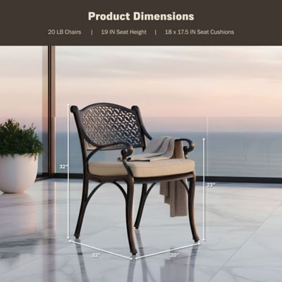 Image showing 5 th Kinger Home 2 pc. Cast Aluminum Outdoor Patio Dining Metal Chair Set, Antique Bronze