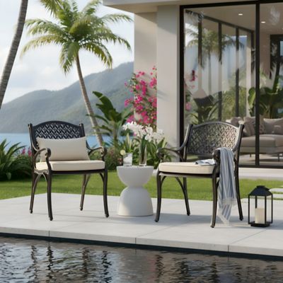 Image showing 6 th Kinger Home 2 pc. Cast Aluminum Outdoor Patio Dining Metal Chair Set, Antique Bronze