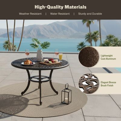 Image showing  Harmon Round Cast Aluminum Outdoor Patio Dining Table, Antique Copper Bronze, 41 in.
