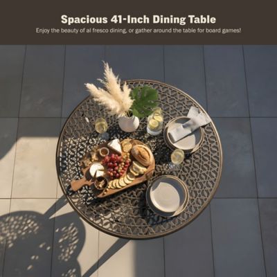 Image showing  Harmon Round Cast Aluminum Outdoor Patio Dining Table, Antique Copper Bronze, 41 in.