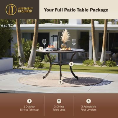 Image showing  Harmon Round Cast Aluminum Outdoor Patio Dining Table, Antique Copper Bronze, 41 in.