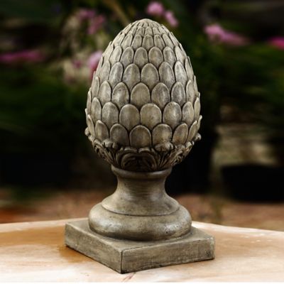 LuxenHome Weathered Brown MGO Artichoke Finial Statue