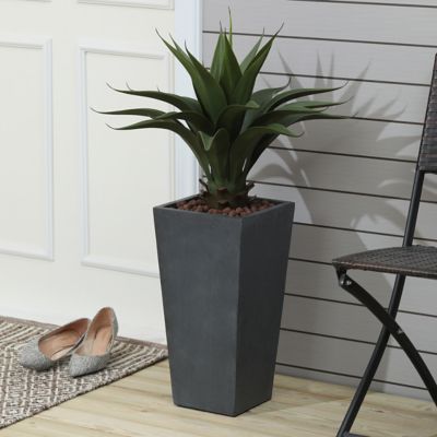 Image showing 9 th LuxenHome Gray MGO 18.5 in. Tall Tapered Square Planter, WH031