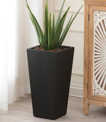 LuxenHome Black MGO 18.5 in. Tall Tapered Square Planter, WH031-B