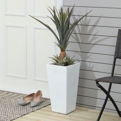 Image showing  23 qt. MGO Tapered Square Planter, 18.5 in. H, White