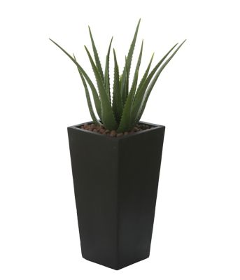 LuxenHome 56.9 qt. MGO Tapered Square Planter, 24.2 in. H, Black