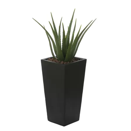 LuxenHome 56.9 quarts MGO Square Tapered Planter 24.2-in H Black Planters