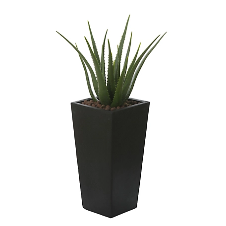 LuxenHome Black MGO 24.2 in. Tall Tapered Square Planter, WH032-B