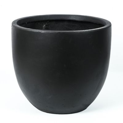 LuxenHome 332 oz. MGO Essentia Round Outdoor Planter, 12.2 in., Black