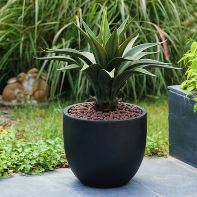 Image showing  332 oz. MGO Essentia Round Outdoor Planter, 12.2 in., Black