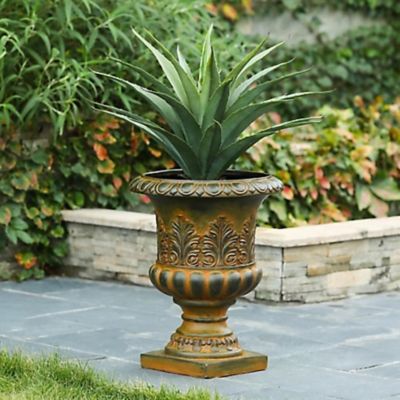 LuxenHome MGO Weathered Decorative Urn Planter