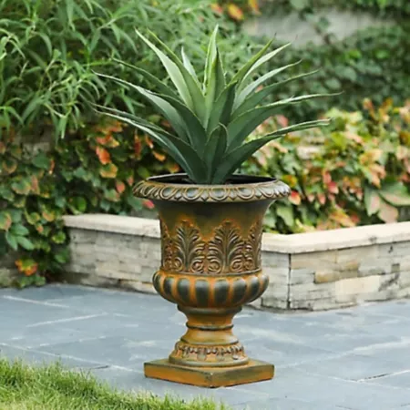 LuxenHome MGO patinated decorative urn-shaped planter Planters