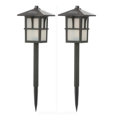 LuxenHome Set of 2 Pagoda Solar Pathway Lights, WH082