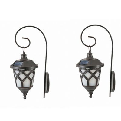 LuxenHome Set of 2 Solar Powered Outdoor Wall Light Sconces, WH090