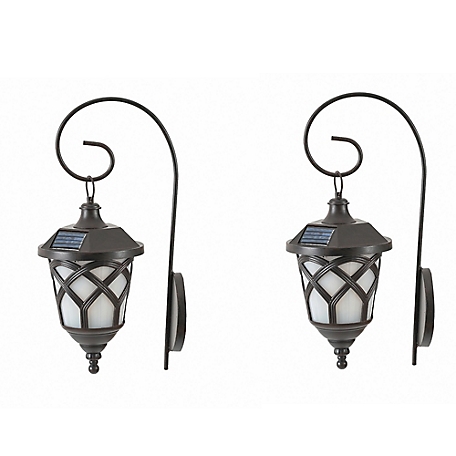 LuxenHome Set of 2 Solar Powered Outdoor Wall Light Sconces, WH090