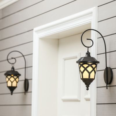 Image showing  12.3 in. Solar-Powered Outdoor LED Wall Light Sconces, 2-Pack