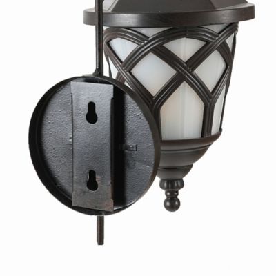 Image showing 7 th LuxenHome 12.3 in. Solar-Powered Outdoor LED Wall Light Sconces, 2-Pack
