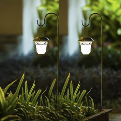 Image showing  2 Pack Leaf Solar Plastic Lanterns with Metal Shepherd Hooks, WH098