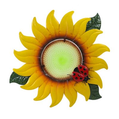 Image showing  Yellow Sunflower Metal and Glass Outdoor Wall Decor, 25.59 in. x 24.02 in.