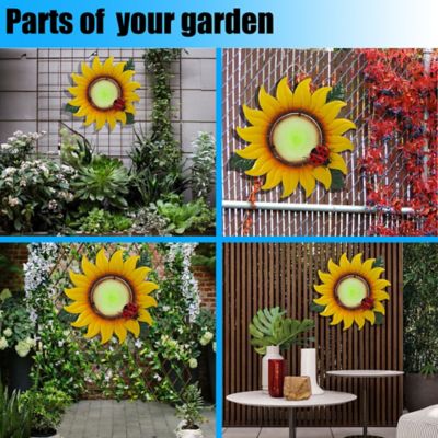 Image showing  Yellow Sunflower Metal and Glass Outdoor Wall Decor, 25.59 in. x 24.02 in.