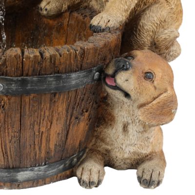 Image showing  Resin Puppies and Water Pump Outdoor Fountain with LED Light, WHF724